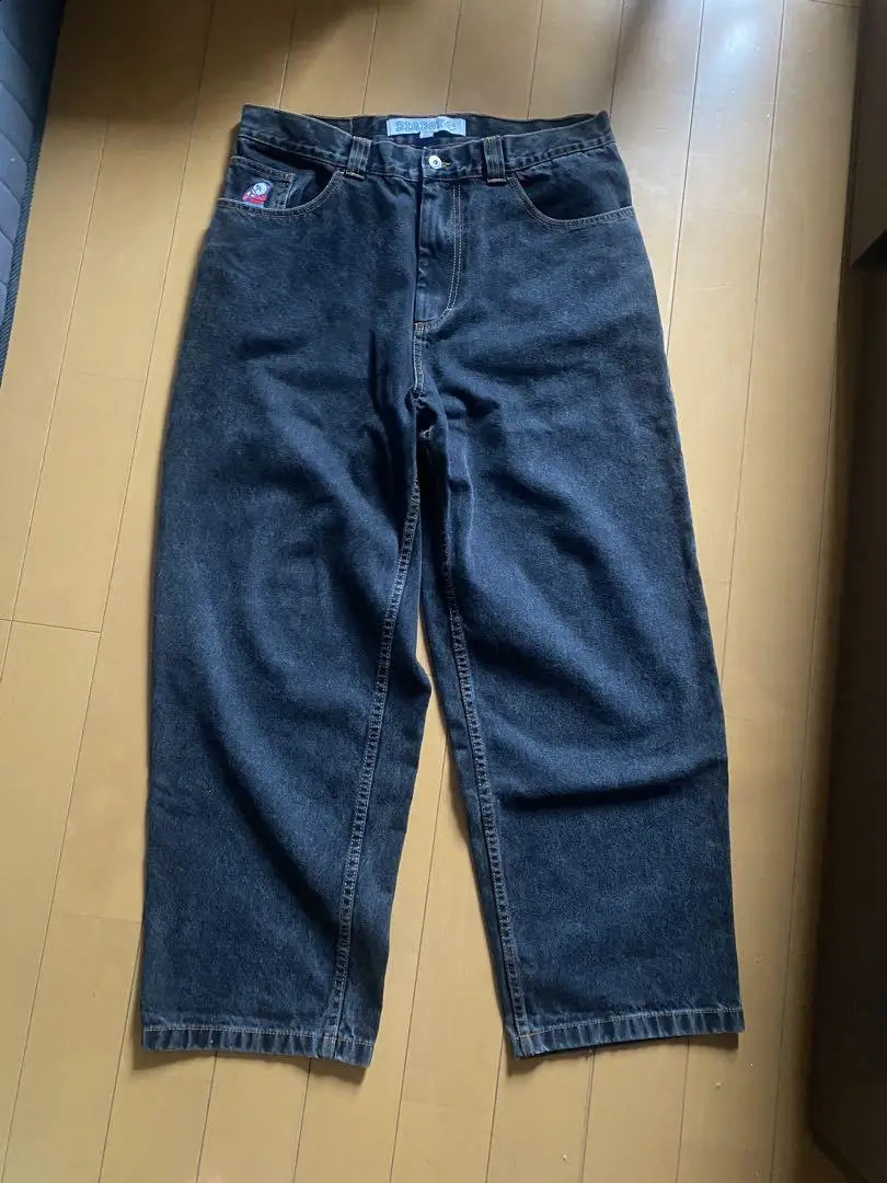 Retro Harajuku Big Boy Y2K Baggy Jeans Hip Hop Cartoon Graphic Embroidery Black Mens Denim Trouser Streetwear Pants 240819