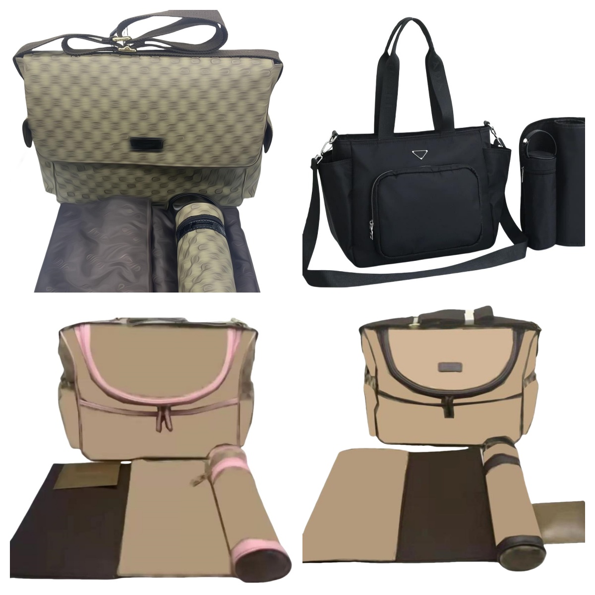 Large Capacity Mummy Baby Diaper Bags Multi-function Bag Waterproof Nappy Zipper Leather Bag Hobos Multi function Plaid Maternity Travel Nursing