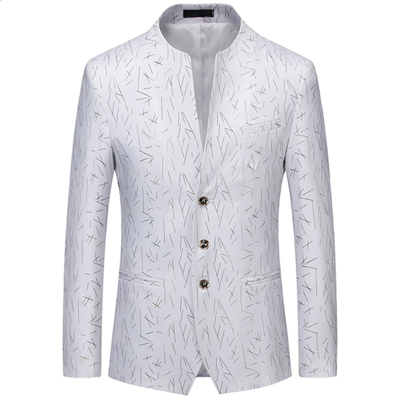 Fashion Mens Casual Boutique Slim Single Breasted Personalized Print Slim Fit Suit Dress Blazers Jacket Coat 240819