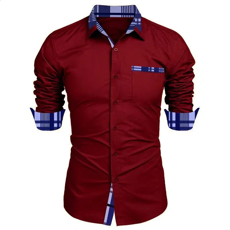 Mens casual long-sleeved shirt business travel Men simple fashionable solid color shirt large size XS-6XL fast deliver 240818