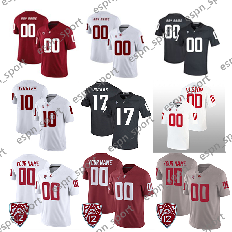 Custom NCAA Washington State WSU Cougars Football Jersey 23 Djouvensky Schlenbaker 22 Gavin Barthiel 43 Ben Wilson 17 JP Zamora 25 Nakia Watson 1