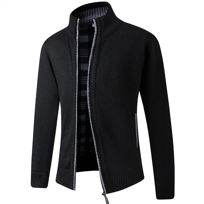 Mens Full Zip Cardigan Autumn Winter Mens Fleece Sweater Warm Casual Y2K Knitted Zipper High Quality Jacket Male Blazer 240819