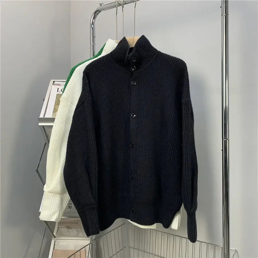 Black High Collar Man Clothes Cardigan Knitted Sweaters for Men Green Turtleneck A Selling Products Neck Y2k Vintage S 240819