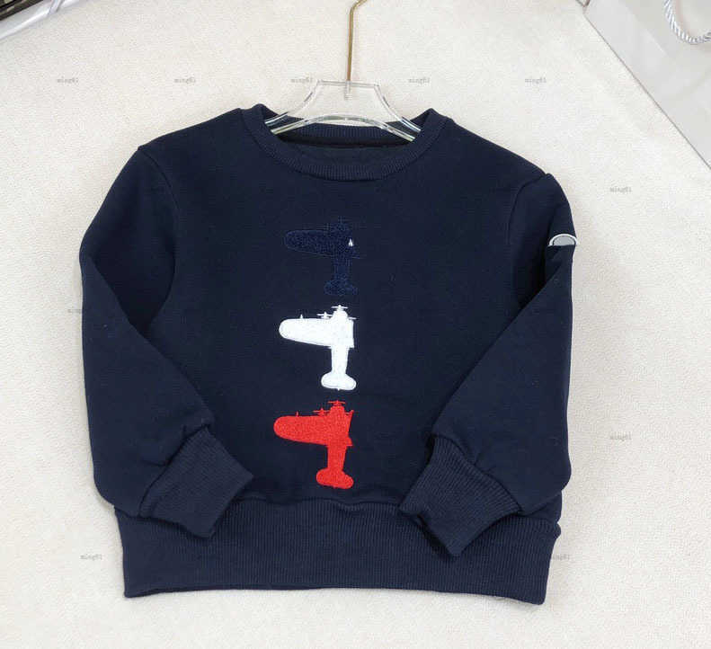Brand kids hoodie winter Plush insulation baby sweater Size 100-160 Aircraft pattern printing boy girl pullover-image-1013496031