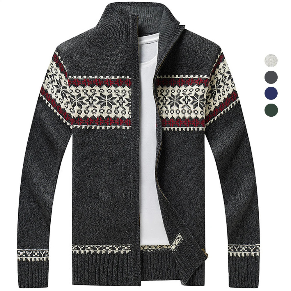 Automne d'hiver géométrique imprimé pull en laine d'hommes en tricot en tricot cardigan de Noël brièvement des pulls à glissière de mode chaude g