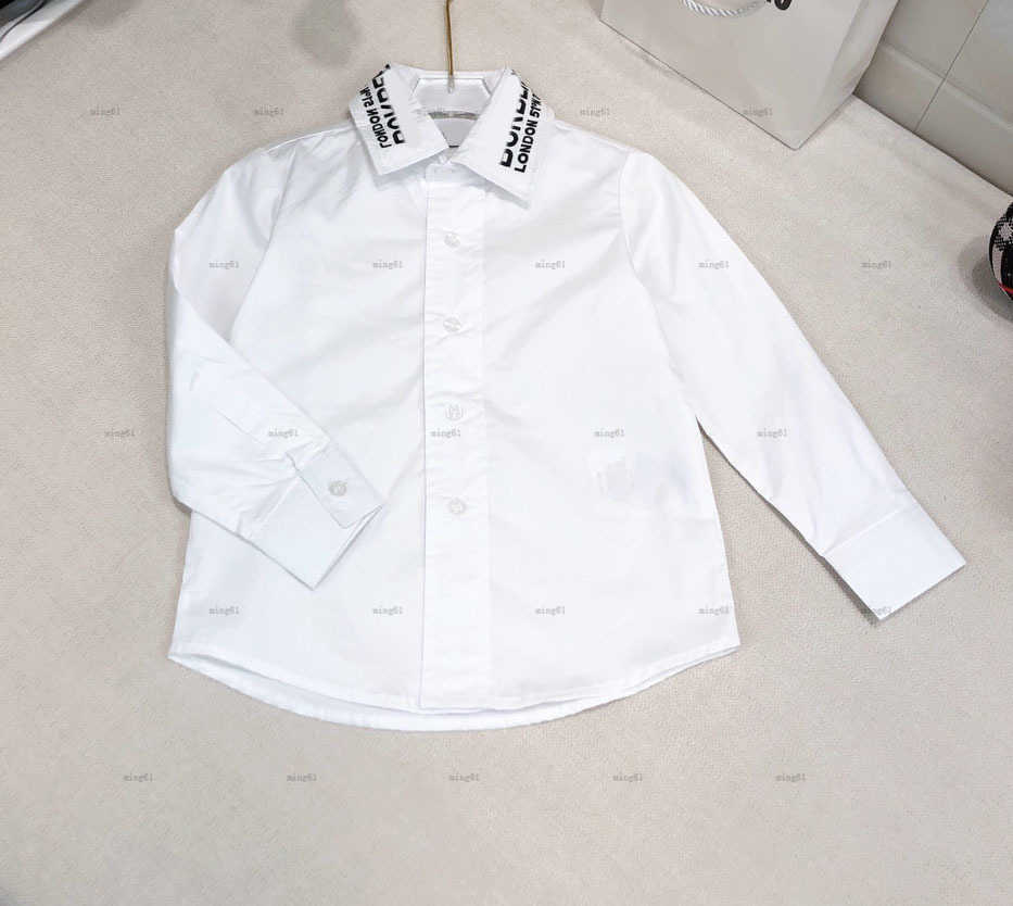 Brand lapel baby Shirt Collar logo embroidery design boys coat Size 100-160 CM kids designer clothes Child Blouses-image-1019524308