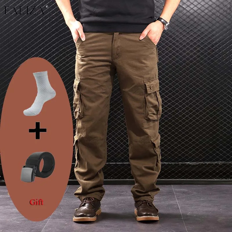Multi Pockets Mens Cargo Pants Outdoor Tactical Cotton Khaki Outwear Straight Casual Trousers for Men Pantalon Militaire Homme 240820