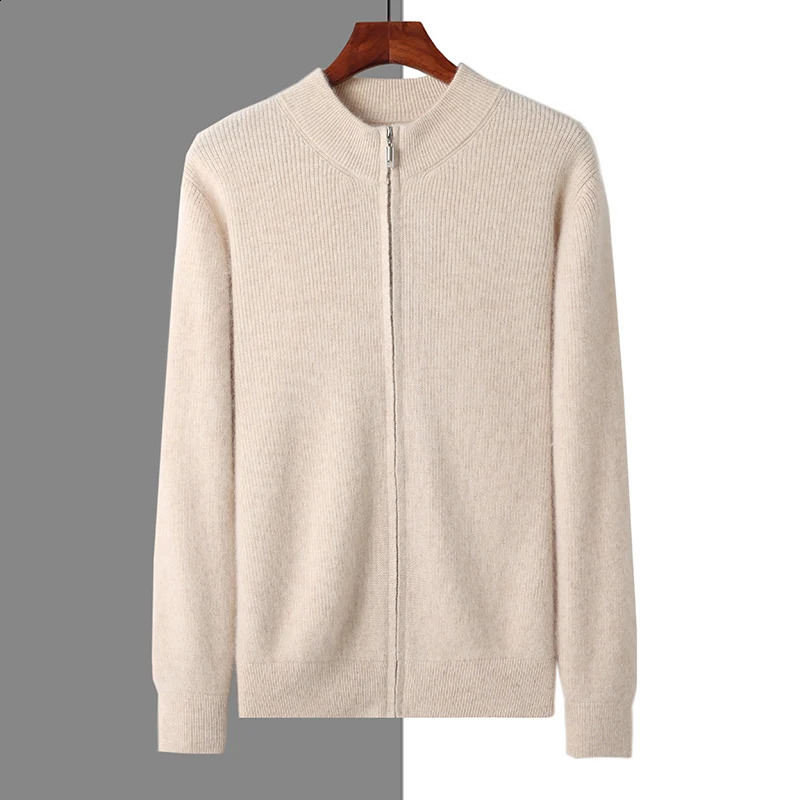 Automne et hiver pour hommes semi-haut cardigan épais 100% Pullmère de cachemire de vison met