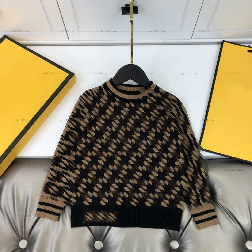 New baby clothes kids sweater Double letter full print pullover for boy girl Size 100-150 CM round neck child Knitwear top-image-1013706124