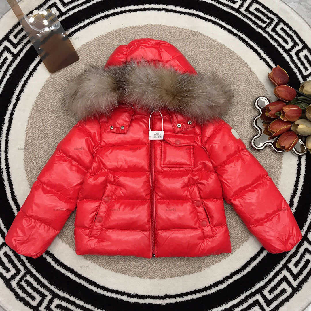 Brand designer baby jackets high quality down boys coat kids clothes Size 100-150 winter Warm fur collar boys girls Outwear Z261008