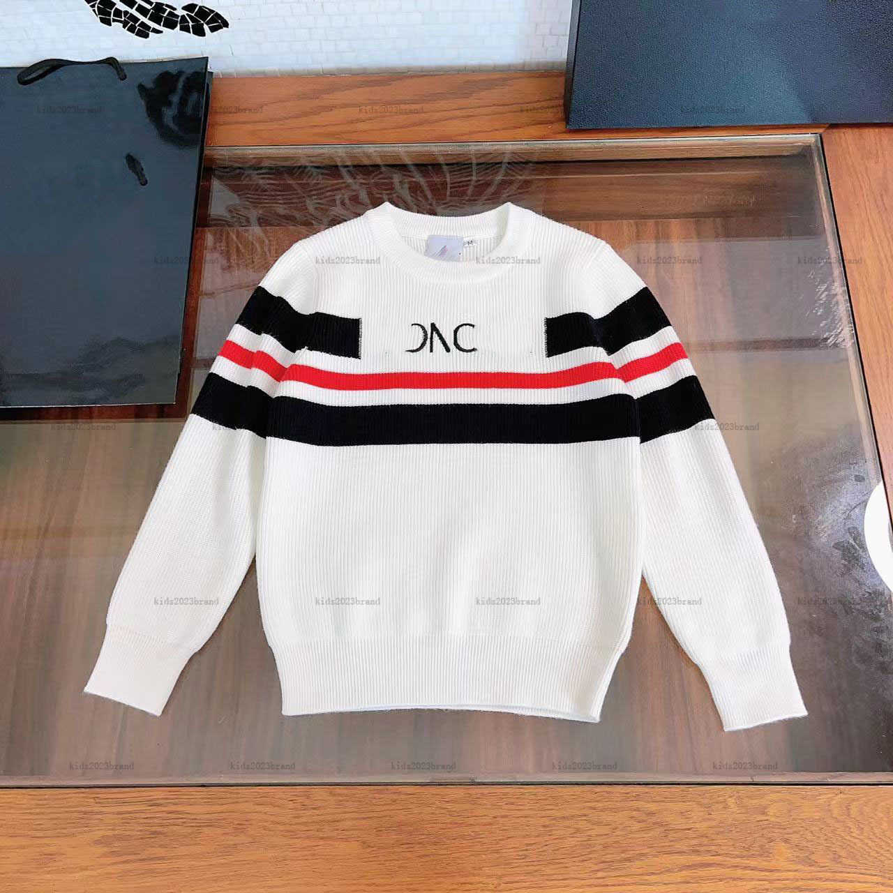 New baby sweater autumn Knitted boys hoodie Size 100-150 kids designer clothes Color blocking design toddler pullover-image-1013460192