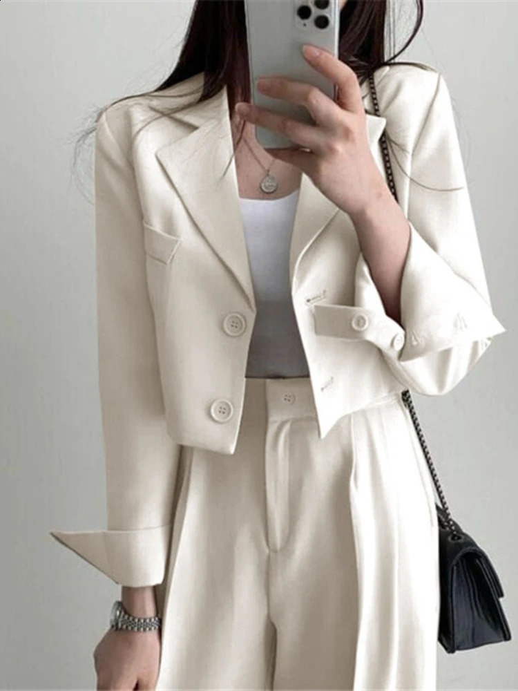 Pantalons ensembles décontractés petit blazer automne en deux pièces sets femens sperifie en pure couleurs de bureau usure de la mode pour femmes