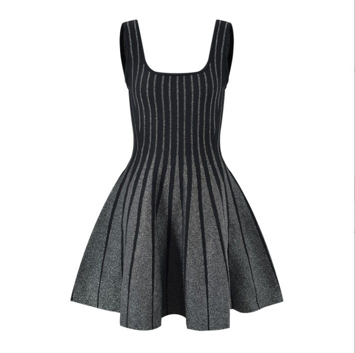 805 XL 2024 Runway Dress Crew Neck Sleeveless Empire Kint Black Brand Same Style Dress Flora Print High Quality Womens Clothes YL
