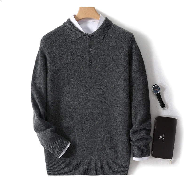 Mens 100% Mérinos Pull d'automne / polo hiver