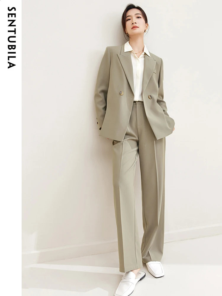 SENTUBILA Elegant Womens Business Set Jacket and Pants Set Autumn Set 2024 Fashion Matching Set Womens 133Z49975 240819