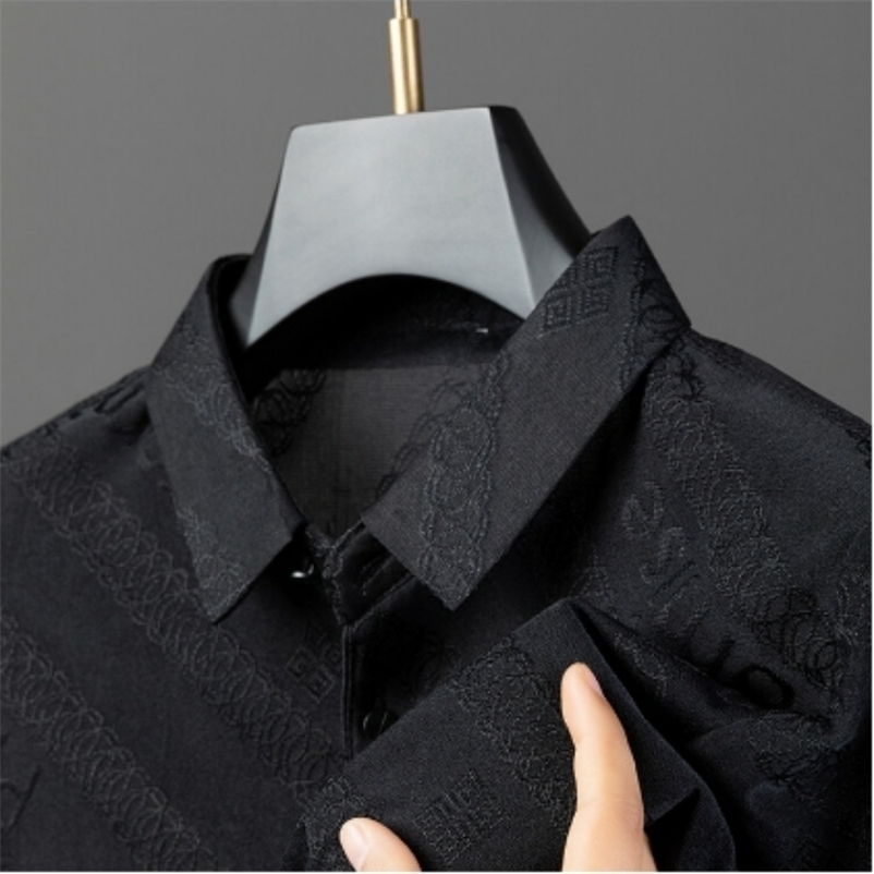 Summer Ice Silk Jacquard Tshirt Thin and High End Trendy Mens Polo Shirt y240819