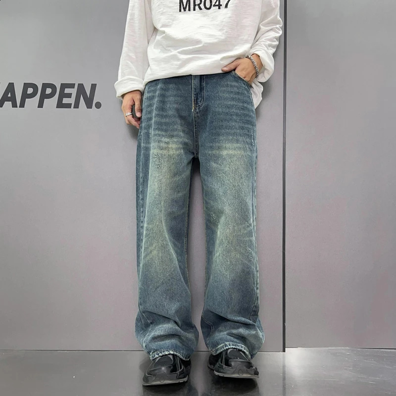 Banges jeans tendusse à la mode coréenne de style coréen desserrés pantalons de jambe large vêtements d'été masculins 240820
