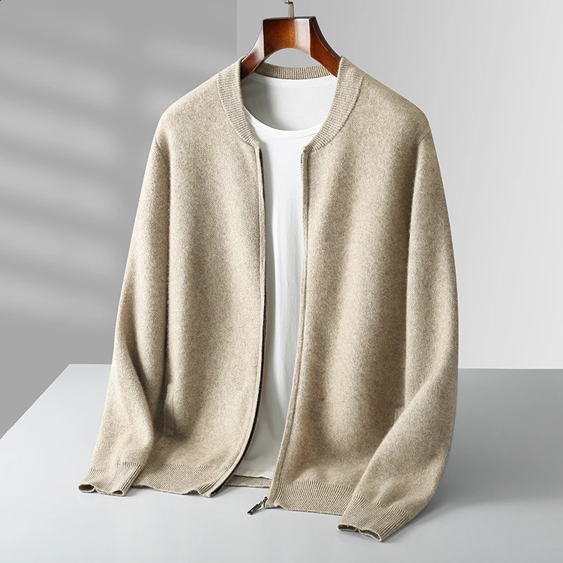 Épaissis 100% chouchard en laine mérinos automne pour hommes hivernaux en tricot en tricot-up cardigan beste à manches à manches longues décontra