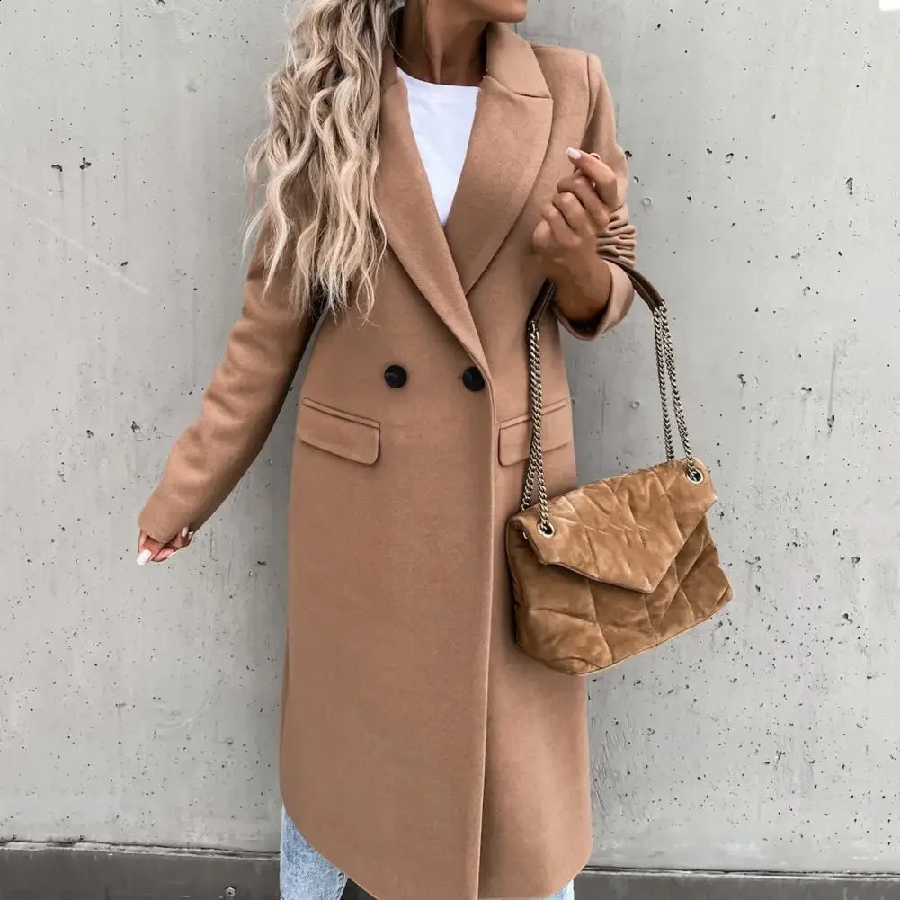 Autumn Winter Coat for Women clothes torch jacket coat Single breasted solid color womens slim long windbreaker woolen coat 240820