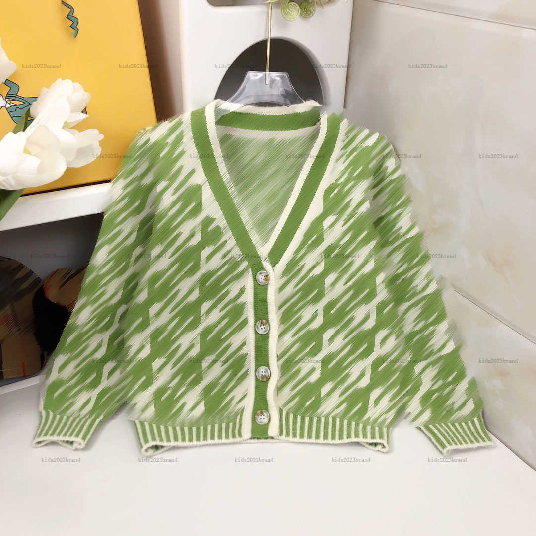 New Contrast plaid design sweater for child fashion kids V-neck cardigan Size 100-160 CM Long sleeved Knitted jacket for girl boy-image-1013708893
