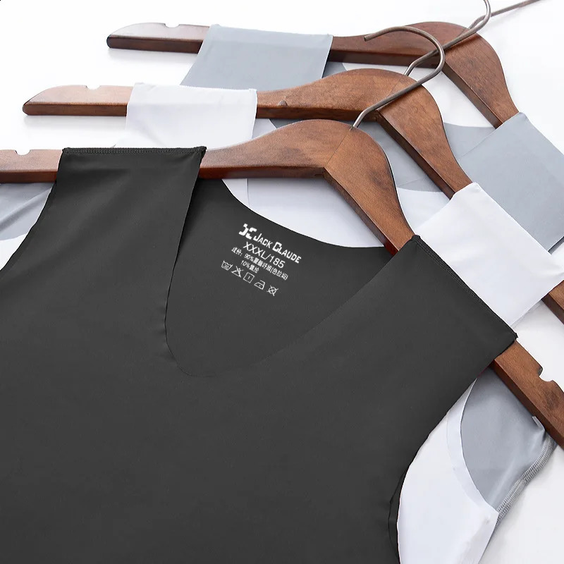 No trace Summer Cool Men Vest Cotton Tank Tops Underwear Mens Undershirt Transparent Shirts Male Bodyshaper Fitness sleeveless 240819