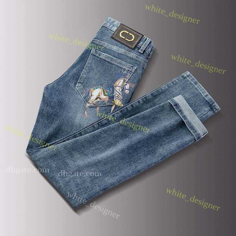 Luxury Mens Jeans Fashion Designer Fashion Brand imprimé jeans pour hommes printemps / été Emma New Fashion Brand Slim Fit Small Feet Pantalon dé