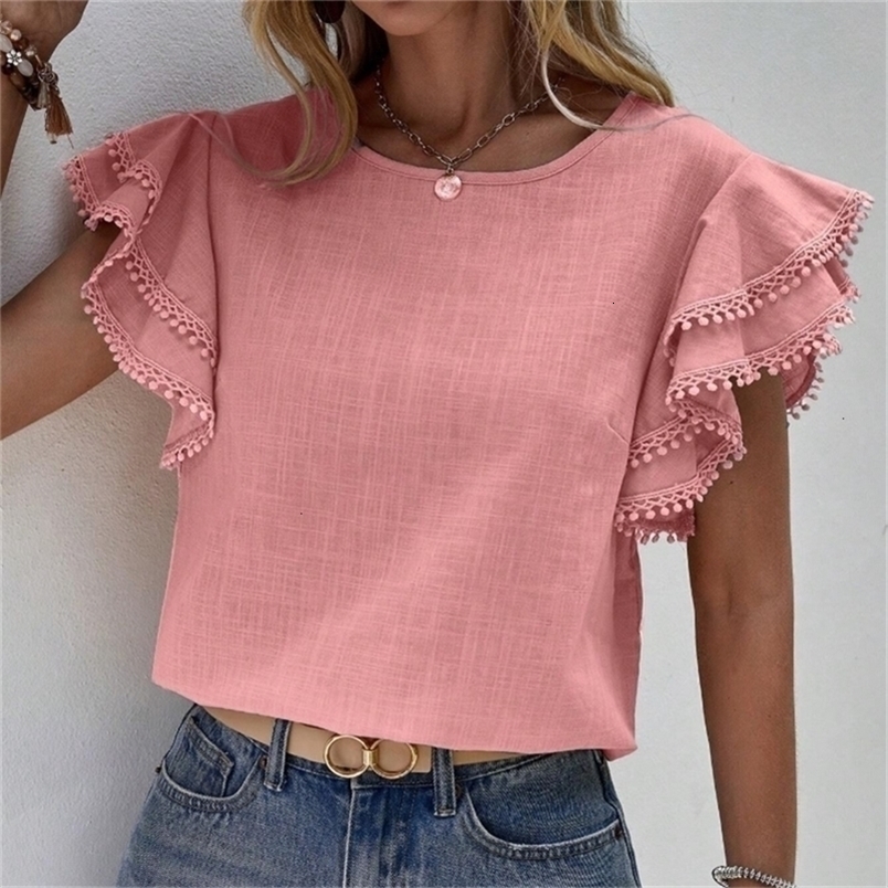 Solid color casual ultra-thin womens clothing 2024 summer retro womens clothing elegant womens clothing top 240820 ww