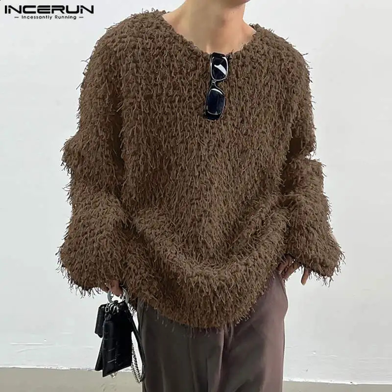 2024 Pull pour hommes Couleur solide en tricot-coll