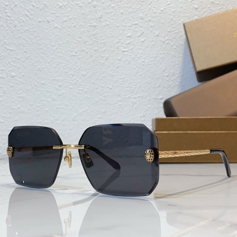 25ss Summer Forever Square Sunglasses Womens Frameless Square Red Lens Metal Legs Outdoor Leisure Beach UV400 Sunglasses with Box BV40026