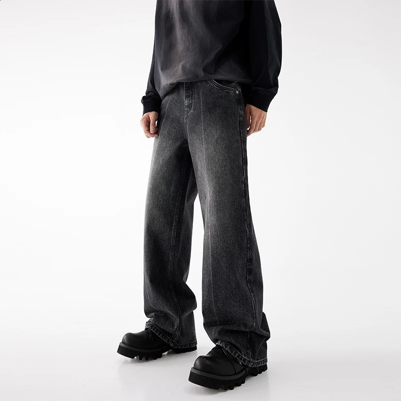 Autumn Winter Mens 88 Cotton Baggy Jeans High Street Fashion Straight Wide Legs Casual Denim Trousers Male Quality Clothing 240820