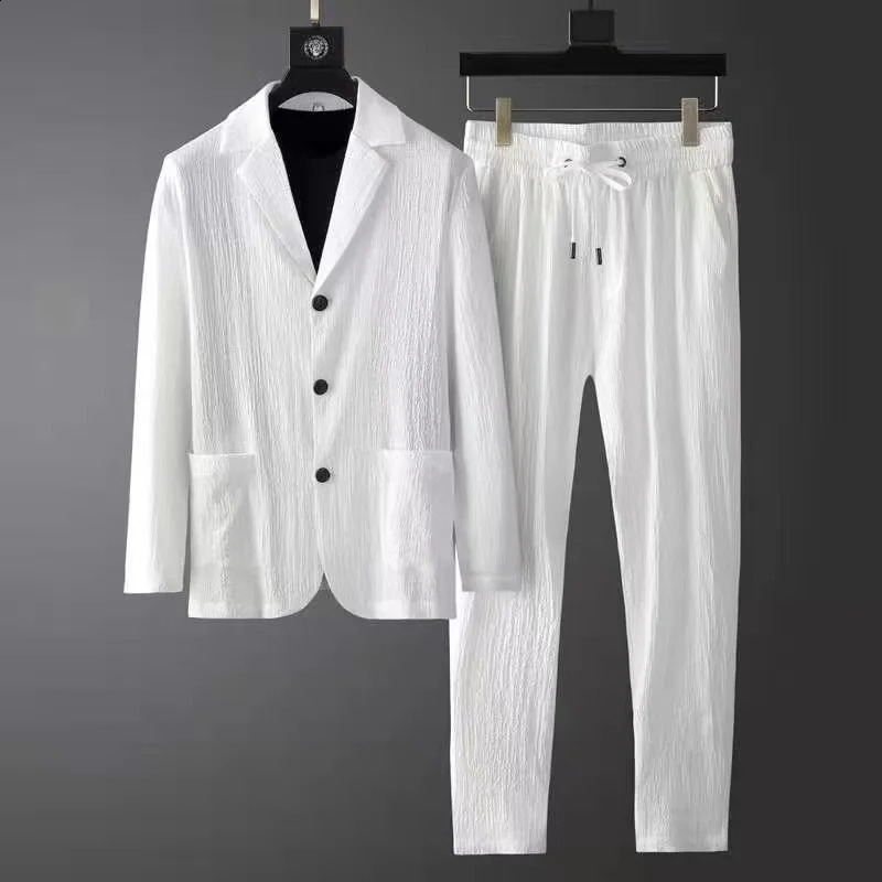 2024 Spring and Autumn Season Fashionable High end Style Suit Mens Casual Set Slim Fit Long Sleeve Two Piece 240819