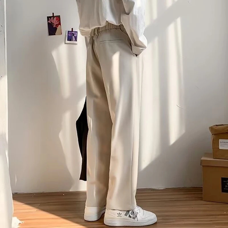 mens drape long pants Korean version trend slim fit small foot casual pants mens spring and autumn straight leg suit pants 240826