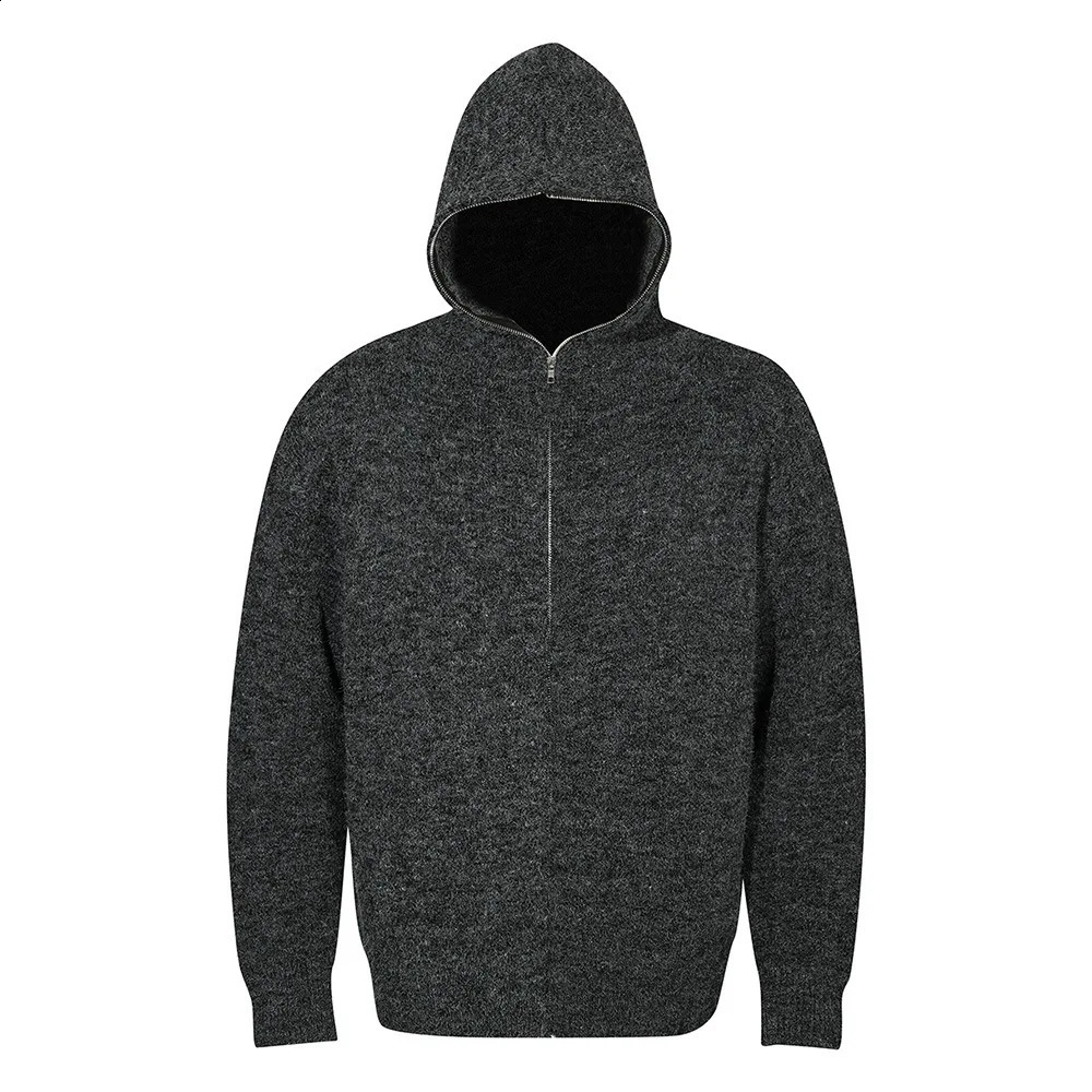 Cardigan en tricot à capuche massif d'automne hivernale lâche American Street Fashion Zip up Pull Men surdimensionné surdimension