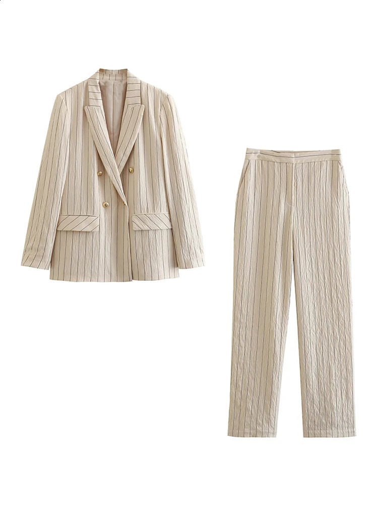 Kumsvag femmes pantalon d'été costume 2 pièces ensembles de blazers à rayures décontractées manteaux et pantalons féminins
