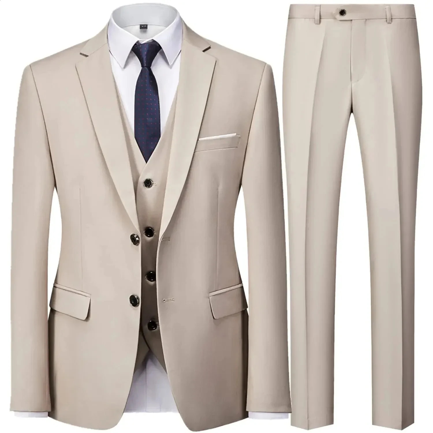 Fashion Men Casual Business Business 3 pièces / robe masculine Blazers veste à deux boutones Blazers Pantalon Pantal