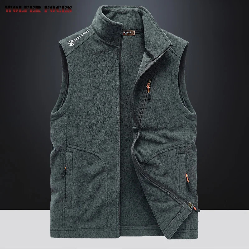 Stand up collar mens autumn and winter warm double-sided velvet sleeveless jacket casual windproof vest wool vest 240819