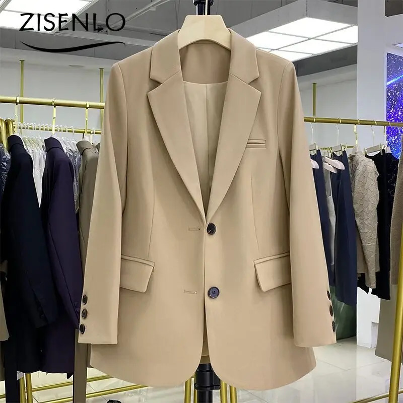 Blazer Woman Spring Solid Color Small Suit Casual Jacket Loose Long-sleeved Fashion Suit Single-breasted Office Ladies Jacket 240819