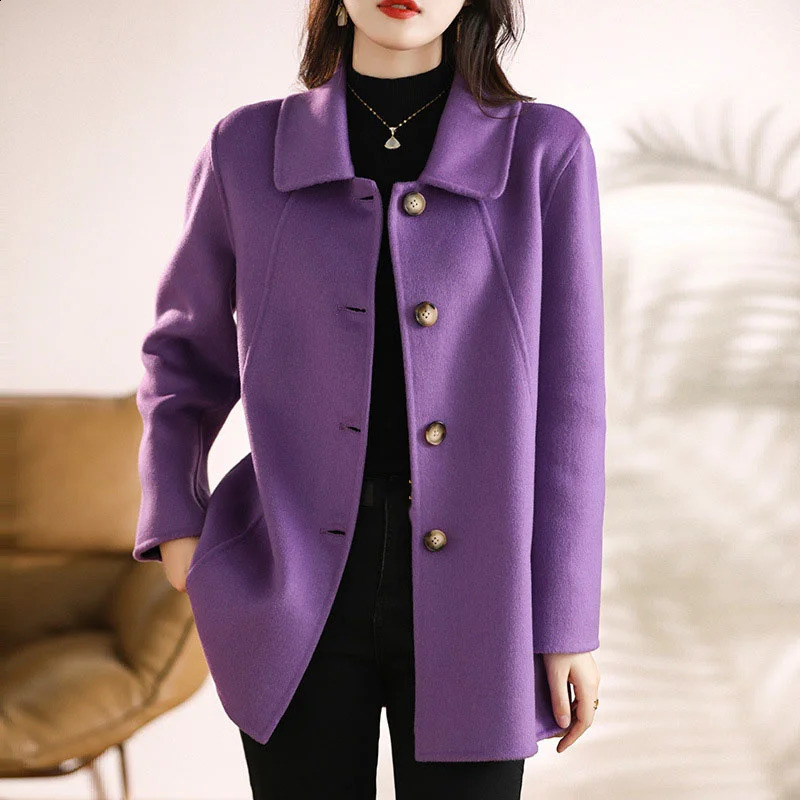 High Quality Single-breasted Fashion Woolen Coat Women Autumn Winter Slim Elegant Wool Overcoat Windbreaker Outerwear Female 240820