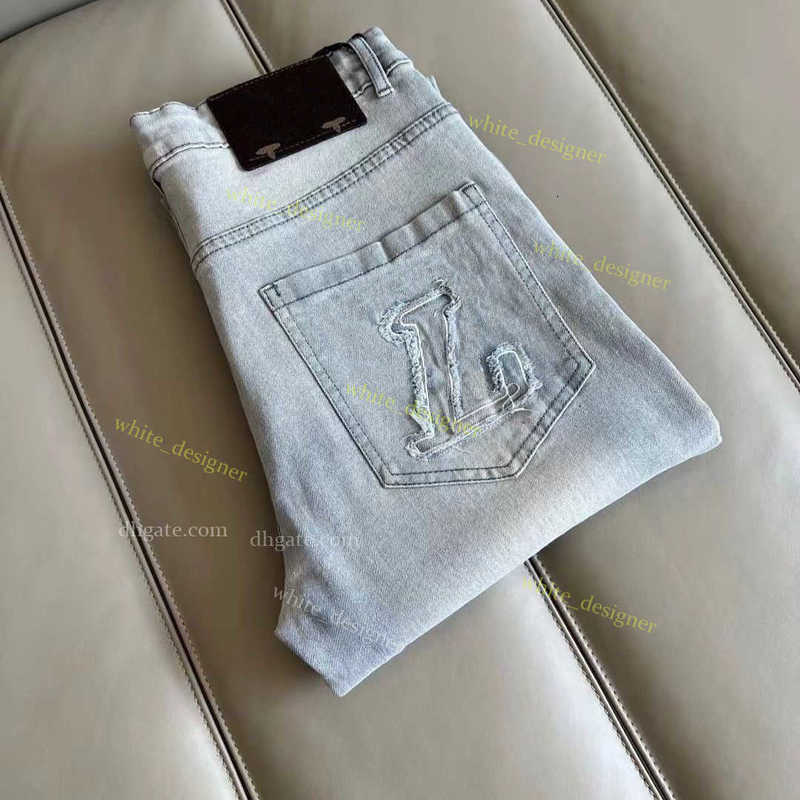 Luxury Mens Jeans Fashion Designer Early Autumn Trendy Brand Thin Jeans for Men and Women Same Style Social Person Nine Fen Pants Casual Loose Strai