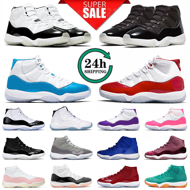 11s With Box 11 basketball shoes designer sneakers high top DMP cherry red 25th anniversary bred burgundy low top space jam mens women trainers o