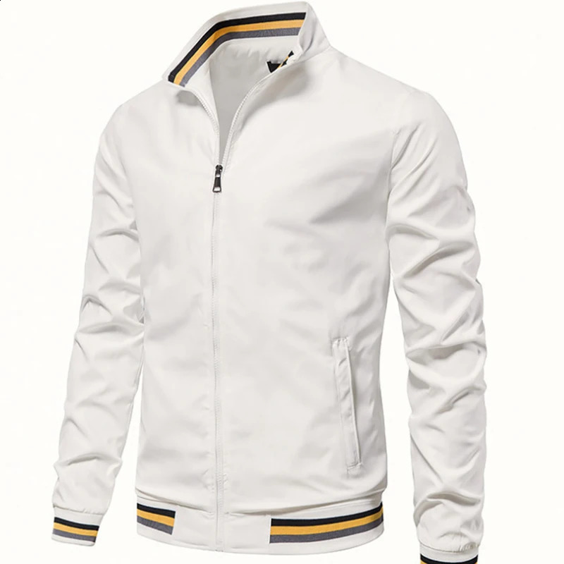 Autumn and winter mens stand up collar casual zipper jacket outdoor sports jacket windproof jacket mens waterproof bomber jacket 240821