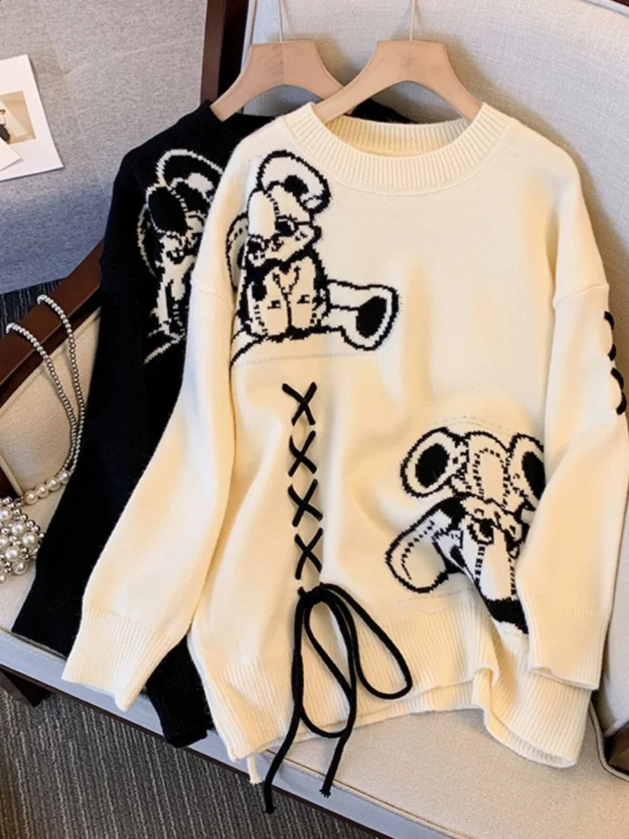 Pull gothique noir pour femme tricoté déchiré pull Harajuku années 90 esthétique Y2k pulls à manches longues pull Vintage vêtements des années 20