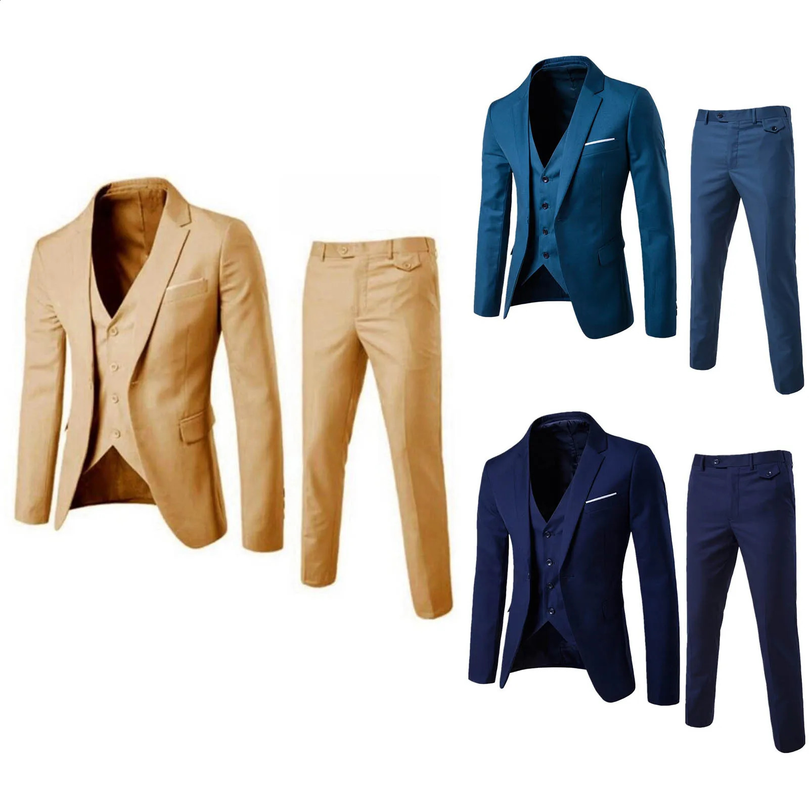 Mens ultra-thin set 3-piece business set wedding party jacket vest mens ultra-thin set raincoat large and high mens full set 240821