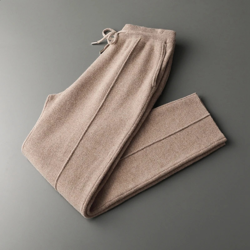 Autumn and winter 100% cashmere wool pencil pants loose Joker wool knitted casual long mens pencil pants. 240820