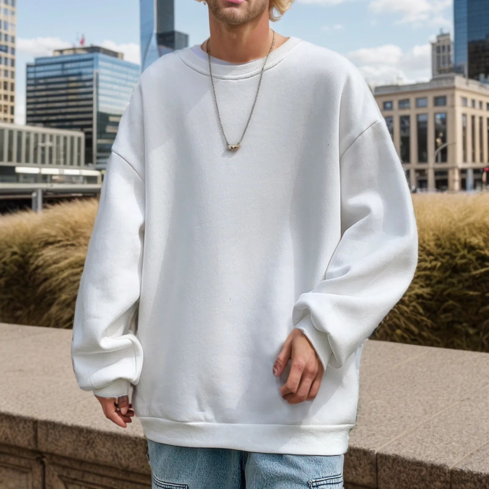 Panels pour hommes surdimensionnés en forme d'équipage cou de manche à manches longues à capuche à capuche décontractée pour hommes sweatshirts p