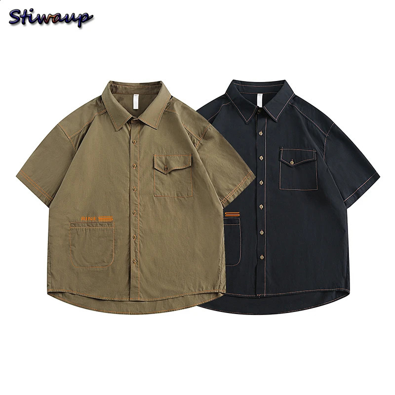 Oversized Solid Color Short Sleeve Shirt Men Summer Womens Shirts and Blouses Korean Streetwear Plus Size Top Summer Women 240820