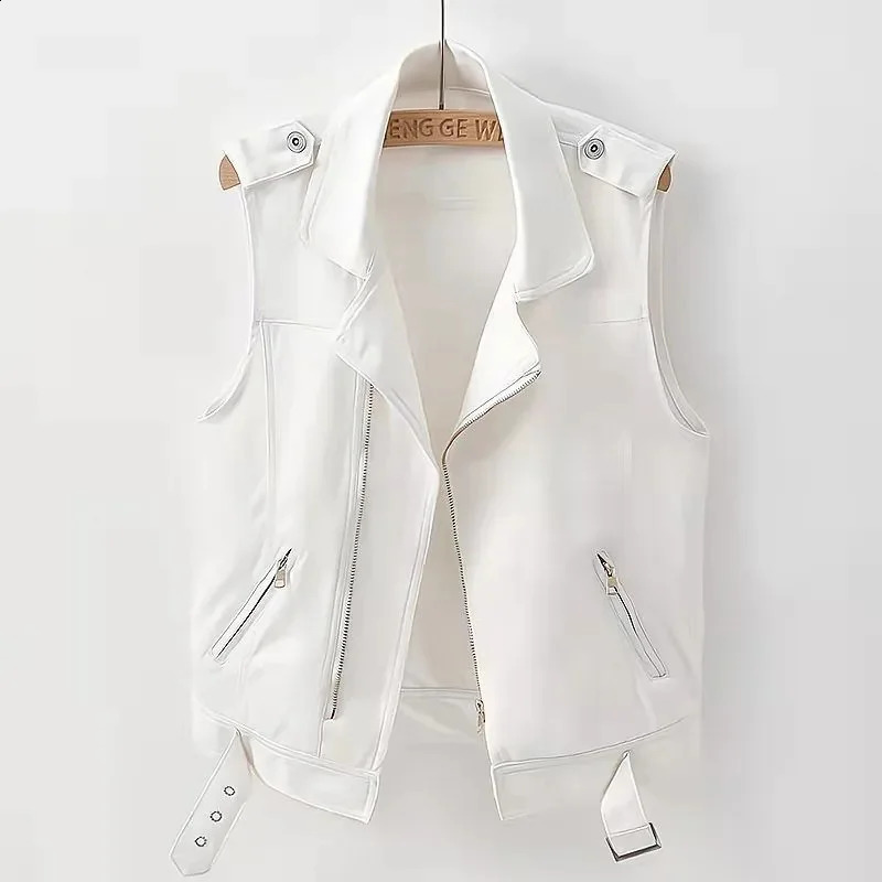 Womens zipper denim sleeveless vest denim jacket fashionable vest 2024 summer vest jacket white jacket S-5XL 240821