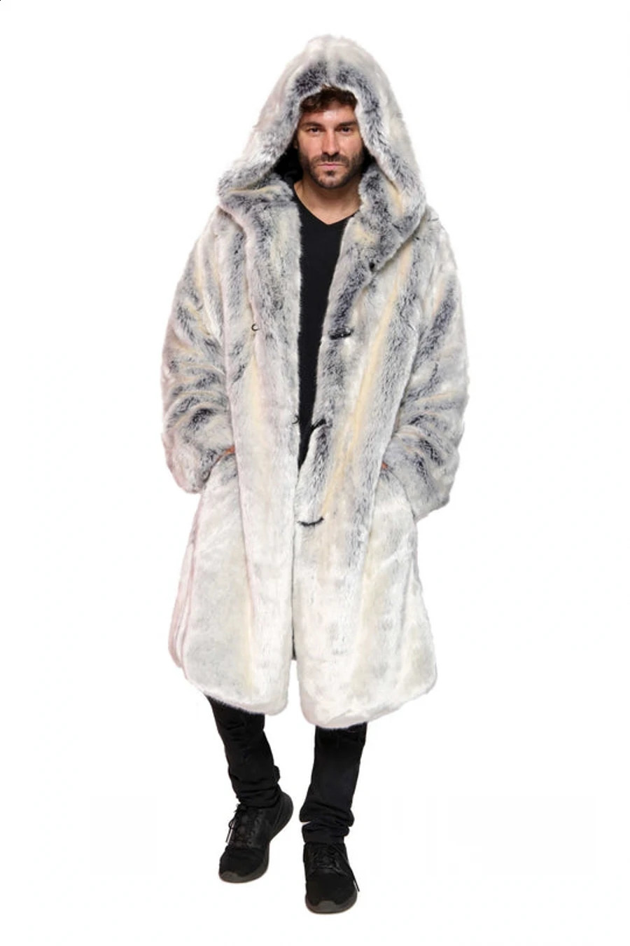 Mens Faux Fur Coat Loose And Thick Comfortable Winter Warm Casual Men 240821