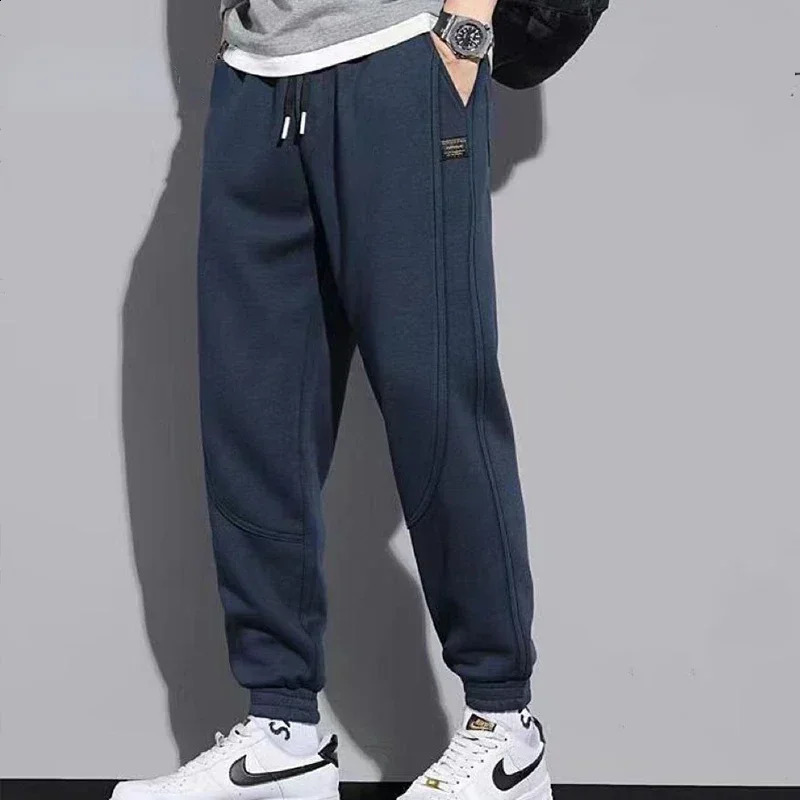 Autumn Winter Fashion Temperament Korean Casual Pant Man Simple Leggings Solid Color Drawstring Loose Sweatpants Men 240820