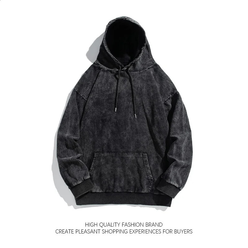 Cravate teintée de sweat à capuche usé Men de femmes Femmes Automne Retro Mabet gris foncé Preppy High Street Hoody Unisexe HARAJUKU Gothic Shirt
